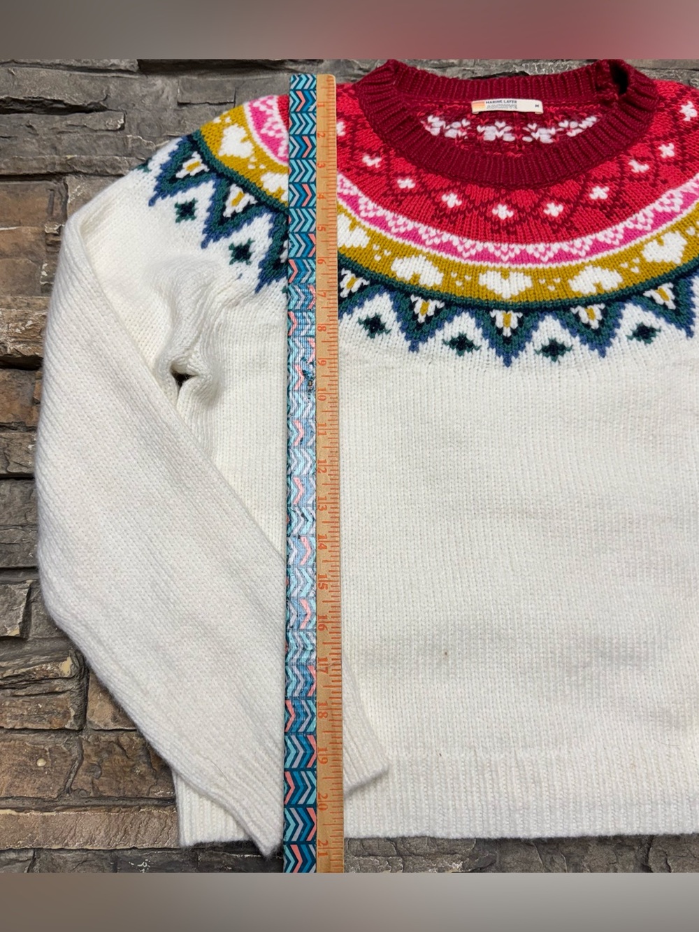 Marine Layer Archive Alpine Pullover Sweater Women Medium Off White Wool Casual - Picture 6 of 7